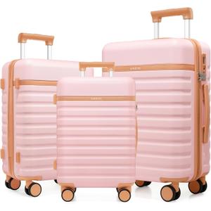 3 Piece Luggage Set, Lightweight Hardshell Large Checked Suitcase TSA Lock