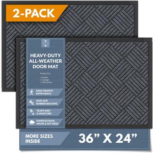 Barnyard Designs Premium Gray Non-Slip Door Mat (24" x 36", 2-Pack)