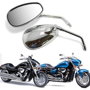 Motorcycle Chrome Rearview Side Mirrors Compatible with Kawasaki Suzuki Chopper Scooter 10MM