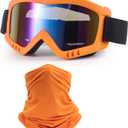 Dirt Bike Goggles with Face Mask, Motorcycle ATV Motocross Ski Goggles Racing Helmet Goggles (Orange)