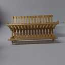 KAEASOUS Bamboo Dish Drying Rack - Large 2 Tier Wooden Dish Drying Rack for Kitchen, Wooden Plate Rack with Foldable Design, Drying Rack for Dishes, Utensils and Cups, Folding Dish Rack for Kitchen