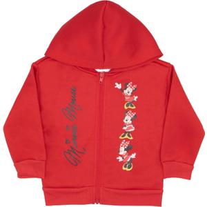 Disney Minnie Mouse, Lilo & Stitch, Princess Girl's Zip-Up Hoodie, Long Sleeve Hooded Sweatshirt for Kids and Toddlers (4, Red)
