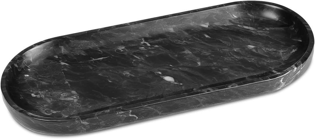 Decorative Bowl for Home, Black Marble Key Bowl, Dough Bowl, Smudge Bowl, Candy Bowl for Kitchen Counter (10.6" x 4.3")