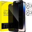 JETech Privacy Full Coverage Screen Protector for iPhone 14 Pro Max 6.7-Inch, with Camera Lens Protector, Anti-Spy Tempered Glass Film, 2-Pack Each