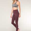 Peached Seamless Front & Side Foldable Waisted Leggings with Inner Pocket Full-Length Yoga Pants (Red, XS)