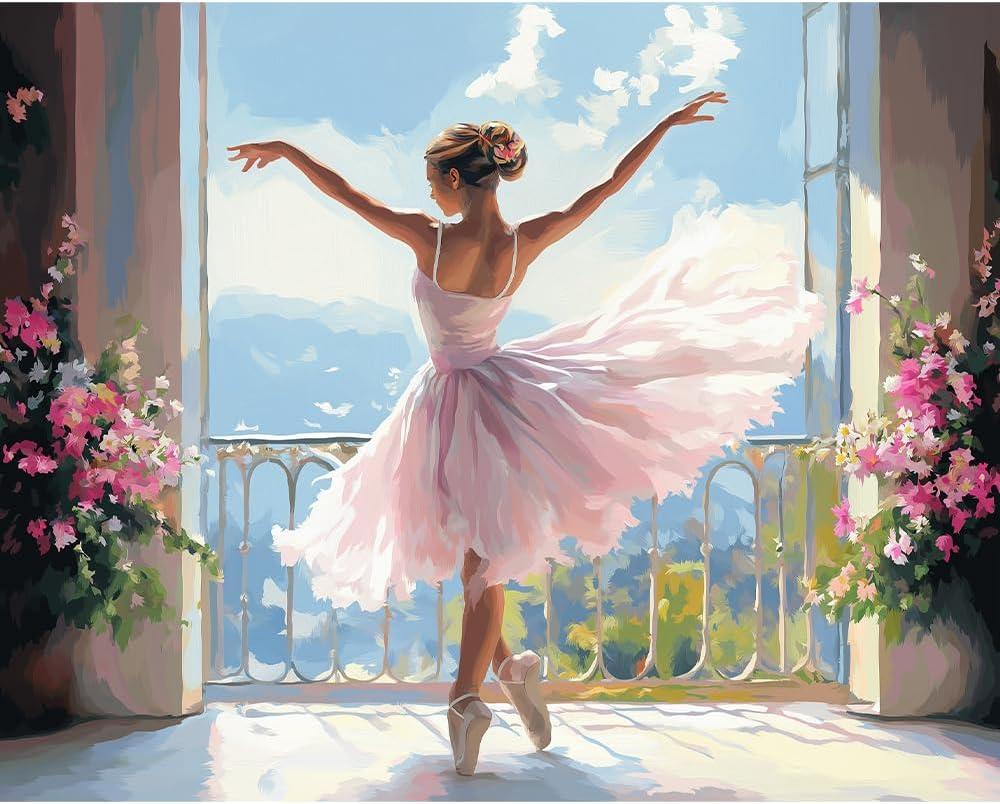 Natuyalo Dancing Girl Paint by Numbers Kit for Adults - Beautiful Woman Painting by Number on Canvas Without Frame, DIY Acrylic Art Crafts for Ideal Gift Home Wall Decor (16x20 Inch)