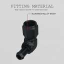 8AN Female to 1/4 Barb 90 Degree Hose Fitting Adapter Swivel Aluminum Black, Pack of 2