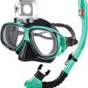 Snorkeling Gear for Adults Youth, Nearsighted Anti-Fog Diving Mask & Silicone Dry Snorkel for Scuba Diving Spearfishing Freediving (-5.5, Green)