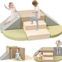 6-Piece Toddler Climbing Toys Indoor, Foam Climbing Toys for Toddlers, Soft Play Baby Climbing Blocks for Crawling and Sliding, Safe Climbing Play Set Indoor Gym Equipment for Toddler1-3, Infant, Baby (Light Green)