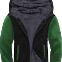 SCODI Hoodies for Men Heavyweight Fleece Sweatshirt - Full Zip Up Thick Sherpa Lined Hooded Jacket (Large, Black Grass green)