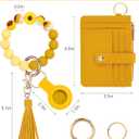 Wristlet Wallets for Women Cute Keychain Wallet with AirTag Holder RFID Small Credit Card Holder Boho Beaded Wallet Keychain WristletYellow