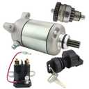 Starter Motor & Drive & Solenoid Relay & Ignition Switch for Polaris Sportsman Scrambler Magnum ATP Trail Boss 330 400 500 2003-2004, 3090188 3084981 57-2688 SMU0061 41054020