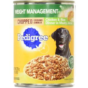 Pedigree Chopped Ground Dinner Weight Management Chicken And Rice Wet Dog Food 13.2 Oz. (12 Count) Best Before 01/02/26
