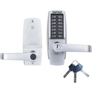 Mechanical Entry Door Lock, 14 Digital keypad,Weatherproof deadbolt with Handle, Security Heavy Duty Outdoor Lock Without Electronic, Easy Installation, for Home, Yard-gate, Office, Chrome