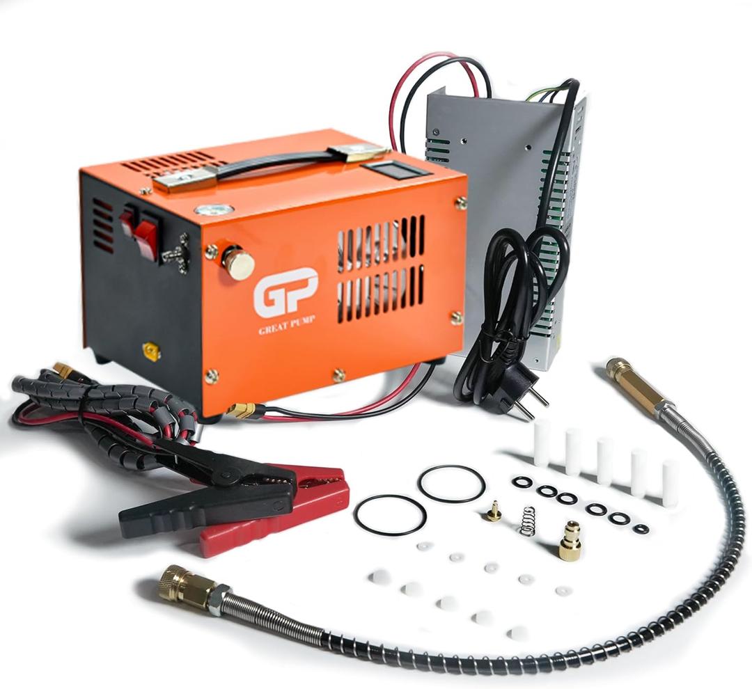 TUXING Pcp Air Compressor, 4500Psi 30Mpa Powered by Car 12V DC or Home 110V AC/Converter Paintball/Scuba Tank Compressor Pump(TXES061)