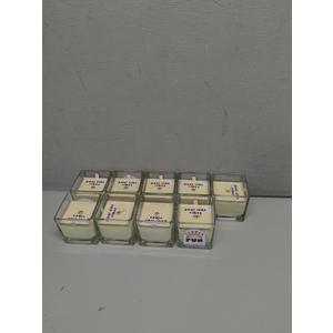 Square Glass Candle W/Dustcover White 9 Pack