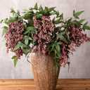 Zeyune 3 Pcs Artificial Dusty Plum Berry Stem Spring Faux Flowers Picks Branches Fake Realistic Sedum Stem Spray for Wedding Holiday Seasonal Farmhouse Mantel Harvest DIY Home Decorations(35 Inch)