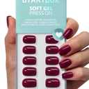 BTArtbox Press On Nails Short - Plum Red Squoval Press On Nails with Glue for Women, Opaque Soft Gel Glue On Nails in 16 Sizes - 32 Stick On Nails Kit, Blackberry