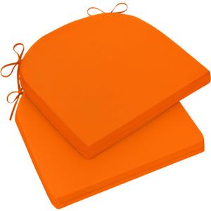 Outdoor Chair Cushions for Patio Furniture - Patio Chair Cushions Set of 2 - Water Resistant Round Corner Outdoor Seat Cushions 17"X16"X2", Orange (Solid Color/ Orange)