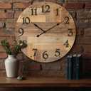 24 Inch Silent Large Wall Clock Battery Operated for Farmhouse Kitchen,Non-Ticking Retro Wall Clock with Big Numbers for Living Room,Vintage Wood Clock for Bedroom Home Country Office School