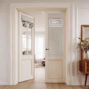NICETOWN 100% Blackout Linen Sand French Door Curtain for Window, 26"W x 64"L