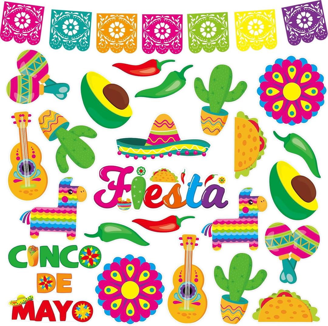 Mexican Fiesta Bulletin Board Decoration Cinco De Mayo Cutouts Fiesta Classroom Bulletin Board Set