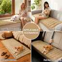 hyha Couch Covers for Dogs Washable, Non Slip Plush Dog Sofa Protectors, Fuzzy Pet Couch Covers for 3 Cushion Sofa Pet Friendly (Camel, 27.6" x 27.6")