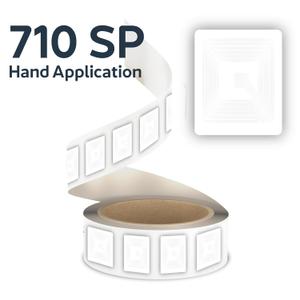 Checkpoint Anti-Theft Labels, 710 Hand Apply Plain Deactivatable 8.2 MHz RF Labels, 1.34" X 1.54", for Lost Prevention, 2000 Labels, Adhesive, White