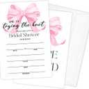 Pink Bow Bridal Shower Bachelorette Invites, 25 PCS Kit Wedding Invitation Bridal Shower Invitations with Envelopes For New Couples, Mr And Mrs, Newlyweds-02