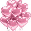Candy Pink Heart Balloons 12 Pack Mylar Valentines Day Heart Shaped Foil Balloon