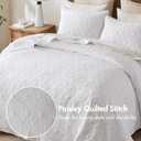 Madison Park Quebec Reversible Quilt Set Damask Design, Double Sided Stitching All Season, Lightweight Bedspread Bedding Set, Matching Sham, White, Full(96"x110") 3 Piece