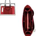 ZTUJO Purse Organizer Insert For Handbags, Silky Bag Organizer With 2 Zippers For Speedy Neverful Tote and More (Red, Large)