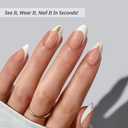 BTArtbox Press On Nails Short - Starlight Frost, 3D Gold French Tip Press On Nails with Glue and Adhesive Tabs for Women in 16 Sizes - 32 Soft Gel Glue On Nails Kit