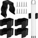 5 Pack Spring Clip Broom Clip with Screws for 1 1/2-1 7/8 Inch Diameter Black Manganese U Shape Steel Clips Holder Bracket for Tools Rakes and Flashlight Pipe Tool Holder Wall Garage Garden