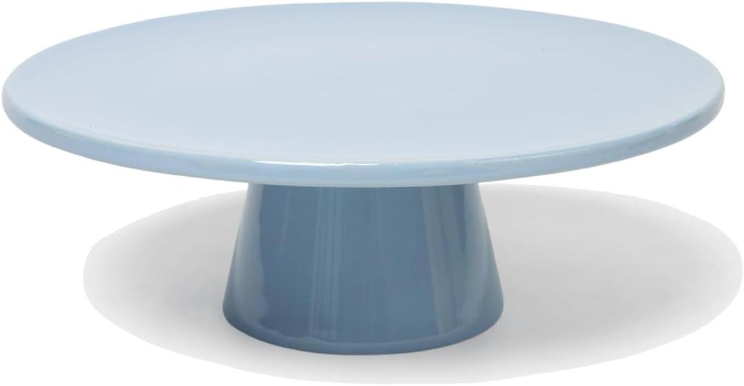 The Cake Stand  10 Inch Gloss Ceramic Pedestal Cake Stand, Modern Footed Dessert Stand for Cakes, Cupcakes, Cookies & More (Periwinkle)
