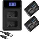 2-Pack NP-FW50 Replacement Battery and Dual Channel Charger for Sony ZV-E10 Alpha a6500 a6300 a6000 a7 a7s a5100 a5000 a7r a7rii RX10 Series Camera (Black)