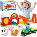 Toddler Toys for 1 2 3 Year Olds, Farm Animal Barn Playset with Animals Figures and Tractor Toy, Montessori Learning Toy for Toddlers 1-3, Christmas Birthday Gifts for Baby Boys Girls Age 12-18 Months