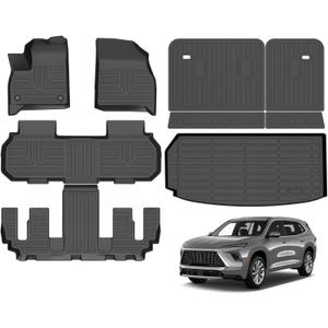Floor Mats & Cargo Liner for Buick Enclave 2025 All Weather Automotive TPE Set Anti-Slip Waterproof Floor Liners Accessories Black