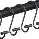 CHICTIE Black Shower Curtain Hooks Rings, Decorative for Bathroom Shower Rods, Set of 12 Premium Rust-Resistant Metal Hooks Hangers T Shaped Design