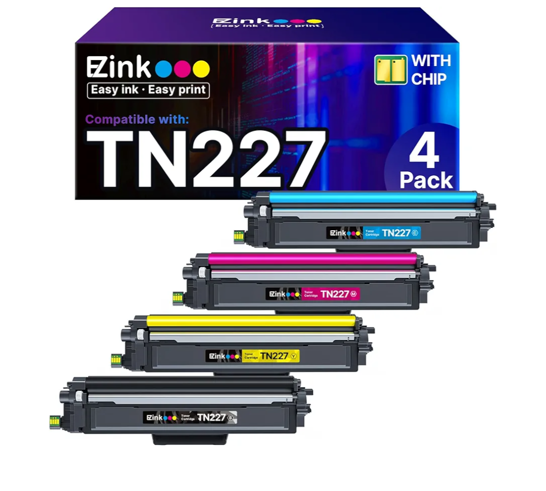 E-Z Ink TN227 Compatible Toner Cartridge Replacement for TN-227BK/C/M/Y High Yield Brother TN227 TN227BK TN223 to use with HL-L3270CDW HL-L3230CDW HL-L3210CW HL-L3290CDW MFC-L3710CDW (4 Pack)