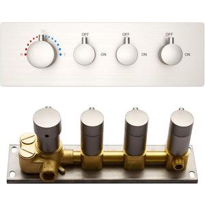Thermostatic Shower Valve Concealed Mount, 3 Way Shower Mixing Valve Flow Can Control, Pressure Balancing, Brushed Nickel