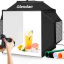 Glendan Light Box for Photography: 16"x16" Portable Photo Studio Soft Box with 480 LED Light - Photo Booth Box with 4 Color Backdrops for Jewelry Product Photography 