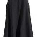 YESNO Women Casual Loose Long Bib Pants Wide Leg Jumpsuits Baggy Cotton Rompers Overalls with Pockets PZZTYP2 (Medium, Black)