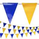 Blue & Yellow Pennant Banner Flags | Heavy-Duty Outdoor | OSHA 500lb Rated | Strand Fade Resistant 102FT