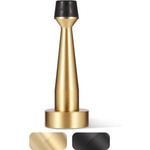 Solid Brass Door Stop, Decorative Door Stopper Wall Protector, Heavy Duty Door Stop with Rubber Bumper Tip for Wall Door Protection Sound Dampening, Brushed Gold Brass Plated