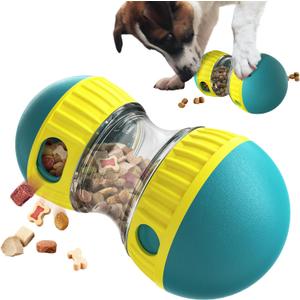 Dog Puzzle Toy Adjustable Treat Dispensing Ball Food Dispenser Tough Slow Feeder Puppy Enrichment Training Toy Pet Interactive Chase Toys for Small Medium Large Dogs to Keep Them Busy, Green
