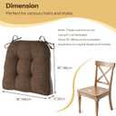 Non Slip Chair Cushions for Dining Chairs Set of 4 Kitchen Chair Cushions 18"x18"x3" Turfted Chair Pads Comfortable and Soft Seat Cushion with Ties, Coffee