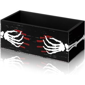 Sintuff Halloween Candy Bowl Wooden Funny Candy Dish Trick or Treat Large Halloween Serving Dish Holders Wood Serving Bowl Tableware for Table Desk Haunted House Decoration(Skeleton Hand)