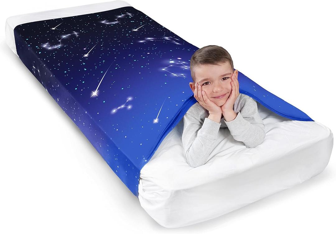 ODOXIA Sensory Compression Blanket | Spandex Bed Sheet for Kids & Adults | Deep Relaxing Feeling | Star Theme | Breathable & Stretchable | Full