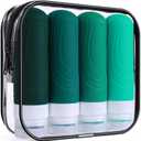 Travel Bottles for Toiletries, 3oz Size TSA Approved Leak Proof Silicone Containers for Shampoo, Conditioner,Easy to Squeeze and Portable, Essentials for Traveling (4 Pack) Green